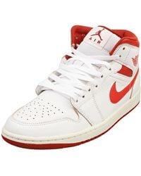 Nike - Jordan 1 Mid Leather Sneakers - Lyst