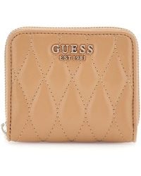 Guess - Geldbörse Valla Zip Around Wallet Beige Hellbraun - Lyst