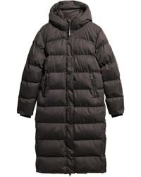 Superdry - Langer Steppmantel aus Mikrofaser Schwarz 44 - Lyst