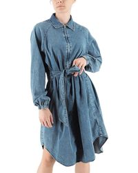 Replay - Jeanskleid Langarm mit Gürtel - Lyst