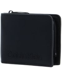 Calvin Klein - Rubberized Bifold Half Zip Around CK Black - Lyst