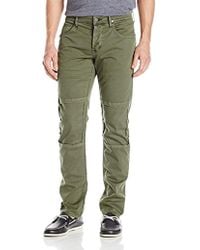 Hudson Jeans Jeans Damian Slim Straight Leg Twill Pant With Biker Knee Patch - Green