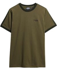 Superdry - Essential Retro T-Shirt mit Logo Oliv Nachtgrün/Surplus Goods Olivgrün L - Lyst
