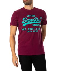 Superdry - Neonfarbenes T-Shirt mit Vintage-Logo Sattes Beerenviolett L - Lyst