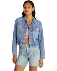 Calvin Klein - 's 90s Cropped Denim Trucker Jacket With Chest Pockets - Lyst