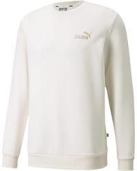 PUMA - Essentials+ Embroidery Logo Fleece Crew Sweatshirt - Lyst
