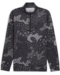 PUMA - S Cloudspun Bloom Camo Quarter Zip T-shirt Long Black/slatesky L - Lyst