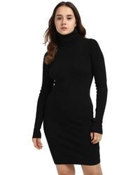 Calvin Klein - Calvin Klein Pullover-Kleid Woven Label Tight Sweater Dress mit Rollkragen - Lyst