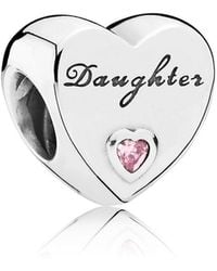 PANDORA - Moments Sterling Silver Auntie Love Heart Cubic Zirconia Bracelet Charm - Lyst