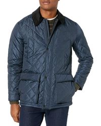 Cole Haan Mens Quilted Nylon Barn Jacket with Corduroy Details Cotton Lightweight Jacket