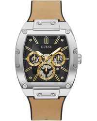 Guess - Gw0202g3 Watch Stainless Steel Colour Silver Band Leather / Silicone - Lyst