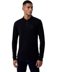 French Connection - Jersey Long Sleeve Polo Shirt Blouse Black/gunmetal Xl - Lyst