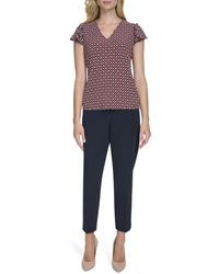 Tommy Hilfiger - Bluse mit V-Ausschnitt und Flatterärmeln - Lyst