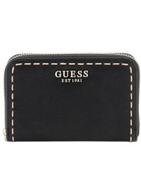 Guess - Portafoglio Nastra con cuciture Misure 14x9x3 cm. Nero NERO TU BLA - Lyst