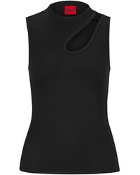 HUGO - Sleeveless Ribbed Top With Cut-out Detail - Lyst