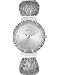Guess - Stainless Steel Japanese Quartz Watch With Leather Strap, Brown, 16 (model: U0884l9) - Lyst
