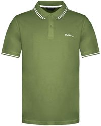 Ben Sherman - Short Sleeve Olive/white S Twin Tipped Polo Shirt 0072550 670 - Lyst