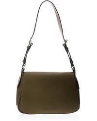 Calvin Klein Punched SML Satchel, Bolso de Hombro para Mujer, 0.1x0.1x0.1 centimeters (W x H x L) - Verde