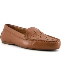 Dune - Ladies Greene Padded Woven-leather Loafers Size Uk 8 Tan Flat Heel Loafers - Lyst