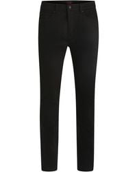 HUGO - S 708 Ultra-black Slim-fit Jeans In Stretch Denim - Lyst