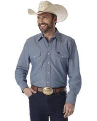 Wrangler - Men's Big & Tall Authentic Cowboy Cut Western Work Shirt - Blue - Lyst