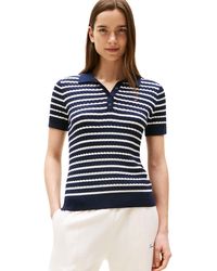 Tommy Hilfiger - 's Short Sleeve Cable Knit Polo Shirt With Button Placket - Lyst