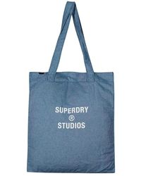 Superdry Studio Shopper in het Blauw Dames Tassen voor voor Shoppers voor 