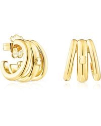 Tous - Orecchini a cerchio da donna con bagno in oro 18 kt su argento first ley - Lyst