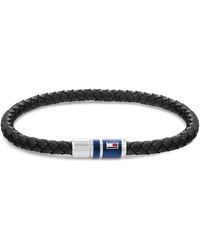 Tommy Hilfiger - Jewelry Bracelet pour avec Cuir Tressé Noir à Double Tour - 2790056 - Lyst