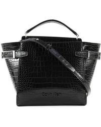 Calvin Klein Winged Small Top Handle Tote Croco Black - Nero