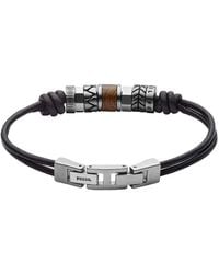Fossil - Armband aus Edelstahl oder Leder mit Faltverschluss - Lyst