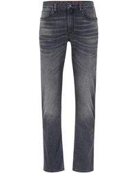 HUGO - Slim-fit Jeans In Dark-grey Comfort-stretch Denim - Lyst