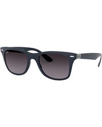 Ray-Ban - Rb4195 Wayfarer Liteforce Sunglasses, Matte Blue/grey Gradient, 52 Mm - Lyst