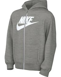 Nike - Fd2990-063 K Nsw Club Flc Hd Fz Ls Hbr Sweatshirt Dk Grey Heather/base Grey/white Maat Xl - Lyst