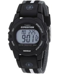 Timex - Expedition Digital Cat 33mm Watch – Black Case With Black & Gray Striped Fabric - Lyst