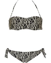 Emporio Armani - Standard Logomania Bandeau Top & Bow Brazilian Bikini Bottom - Lyst