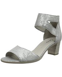 Gabor Offene Sandalen Echtleder Silber grau Metal Brush Optik Normale Paßform E