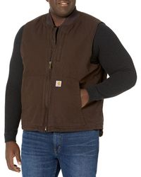 Carhartt - Big & Tall Loose Fit Washed Duck Insulated Rib Collar Vest - Lyst