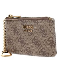 Guess - Izzy SLG Small Zip Pouch Latte Logo/Lavender - Lyst