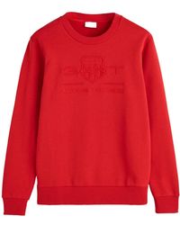 GANT - Reg Tonal Shield-Felpa con Scollo a C Maglia di Tuta - Lyst