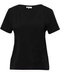 S.oliver - T-Shirt aus Flammgarn mit V-Ausschnitt schwarz 36 - Lyst