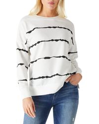 HIKARO Mode Crewneck Tie Dye Weißes Sweatshirt Gestreift Bedruckt Übergroße Lose Langarm-Pullover Tops Shirts Plus Size Halloween