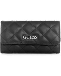 Guess - Factory Ackherman Quilted Slim Clutch Wallet Black - Lyst