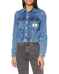 Calvin Klein 90s Crop Trucker Giacca - Blu