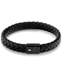 Tommy Hilfiger - Sieraden Leren Armband Zwart - 2790331, Eén Maat, Roestvrij Staal, Geen Edelsteen - Lyst