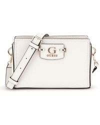 Guess - Nastra Mini Crossbody Top Zip Xs Cream White - Lyst