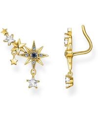 Thomas Sabo - Sabo Ohrringe Ear Climber Royalty Sterne mit Steinen aus 925 Sterlingsilber 750er Gelbgold-Vergoldung - Lyst