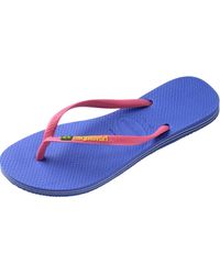 Havaianas - Slim Brasil Logo Flip Flops | Color: Blue | - Lyst