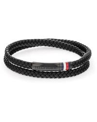 Tommy Hilfiger - Jewelry Armband für mit Schwarzem Geflochtenem Leder in Doppelschlaufe - 2790552 - Lyst