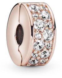 PANDORA - Klarer Pavé Clip in Roségold mit 14 Karat rosévergoldete Metalllegierung und Cubic Steinen Moments Collection - Lyst